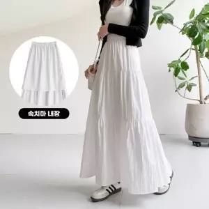 하이웨스트케이크롱스커트 셔링 밴딩스커트 롱치마 스커트 치마 롱 스커트 (WFKC3OU)