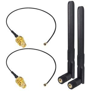 WiFi 안테나 키트 4pcs, 듀얼 밴드 2.4GHz 5.8GHz 8dBi MIMO RP-SMA 남성 + 17CM MHF1에서 여성 피그테일 - 모듈, Arduino Wemos,esp32, Mini PCI, M.2, 라우터 보드, 카우노스타