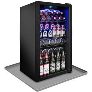 가장자리가 올라간 회색 미니 냉장고 실리콘 매트, 24인치 x24인치 x0.5인치, 세탁기, 건조기, 냉장고, 와인 캐비닛과 같은 전기 장비로 인한 누수, 곰팡이 및 바닥 손상 방지.