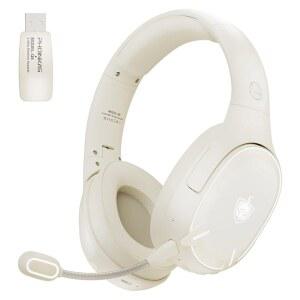 [미국배송] PS4 PC 스위치용 YOTMS 무선 PS5 게이밍 헤드셋 마이크가 장착된 2.4GHZ 오버 이어 헤드폰 스테레오 사운드가 블루투스 5.3 노트북 맥 휴대폰용 40시간 배터리(화이트)