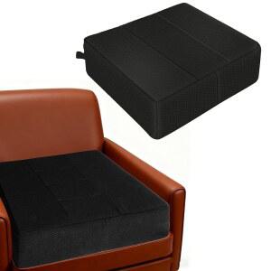 노인용 리클라이너용 EDITH 19''x16''x6 3'' 메모리 폼 의자 시트 쿠션, 소파, 경도가 다른 두 겹의 복합 폼, 꼬리뼈 및 압력 완화용-블랙