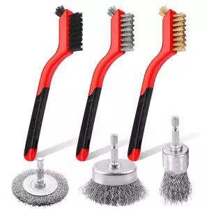 녹을 청소하는 6Pcs 와이어 브러시 작은 나일론 황동 스테인리스 스틸 탄소 브러시로 드릴 브러시용 휠 -
