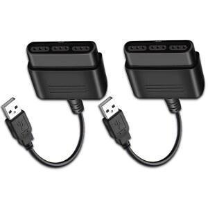 [포르르] PS2 컨트롤러에서 USB 어댑터로 변환, PS1 / 컨트롤러 게임패드에서 PS3 PC 컨트롤러로 호환되는 2팩, 드라이버 필요 없음