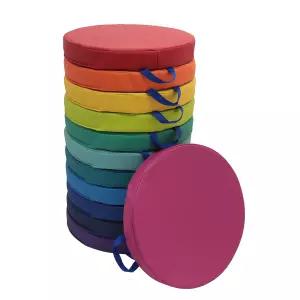 팩토리 다이렉트 파트너 소프트스케이프 15인치 원형 교실 바닥 쿠션 손잡이 가정 내 학습 집 유치원을