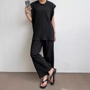 폴드 맞주름 나시 바지 세트 SD-230525플리츠여름나시바지 플리츠여름나시바