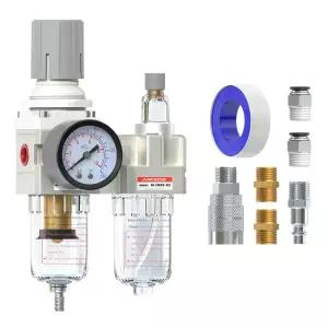 AIRZOE 1 /4 NPT 압축 공기 필터 레귤레이터 윤활기 콤보 압축기 물 분리기 AC201002 5 마이크론 황동 요소