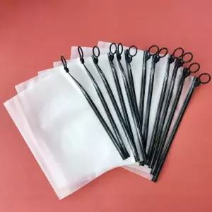 [골드스마일]반투명 블랙 링 지퍼백 25cmx17cm