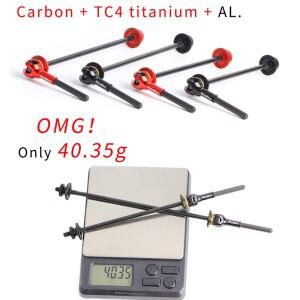 호환 40.3g/쌍 RISK 티타늄 스큐어 자전거 QR 레버 카본 핸들 100/135mm MTB 로드 바이크 휠 허브 퀵