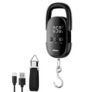 메이렌 수하물 무게 저울 휴대용 걸이식 110LB/50KG 디지털 낚시 후크식 여행 가방 타입-C 충전 LED 스크린