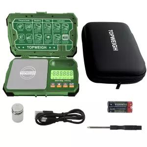 TOPWEIGH 포켓 저울 500g x 0.01g 듀얼 파워 지퍼 케이스 포함 정밀 그램 주얼리 디지털 스몰 코인 대형