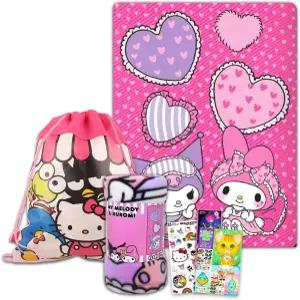 헬로키티 플리스 담요 여아용 슬립오버 세트 - 45x60인치 마이 멜로디 던지기 번들 키티 가방 스티커 등