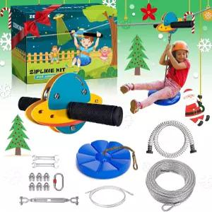 및 성인 야외용 ZEROMX 지퍼 라인 키트 뒷마당용 UFO 트롤리 75/100/120/150피트 최대 350파운드 스윙 시트