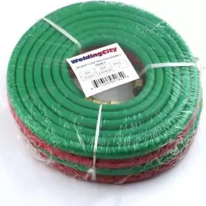 용접 시티 3 /16 ID 12.5피트 등급R 아세틸렌 /산소적색 /녹색 트윈 호스 고무 BB 피팅 절단 난방 공정용