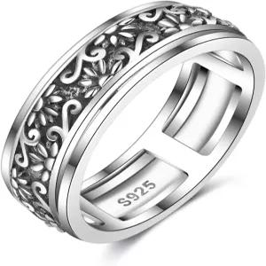 여성용 야페이니 피젯 링 스털링 실버 스피너 셀틱 매듭/해바라기/데이지/하트/생명의 나무 회전 주얼리