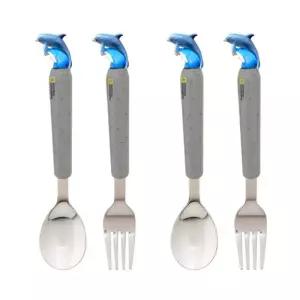 릴팡 유아 스푼 포크 스텐 가정용 휴대용 돌고래 X2개