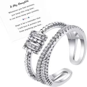 딸을 위한 아스클제비 불안 링 엄마부터 내 딸까지 18K 골드 피젯 비즈 스피너를 가진 여성 청소년을 조절