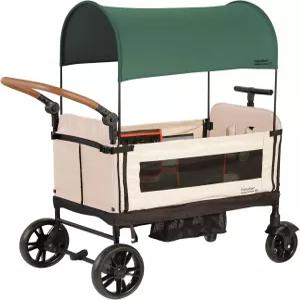 캐노피가 장착된 이볼루션 이지 폴드 스토어 왜건 - 용 접이식 2인승 유모차 조절식 푸시/풀 핸들 전면