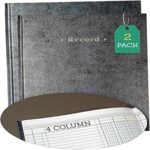 1InThe Office 4 칼럼 원장서 계정 기록 7.25 x 9.5 인치 마블 블루 2 팩