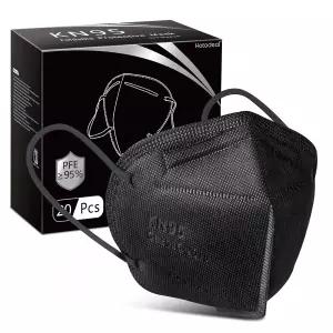 남성 여성 필수 근로자블랙를 위한 KN95 페이스 마스크 20개 5겹 컵 먼지 화재 연기 먼지로부터 PM2.5를
