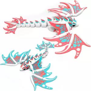 AQXYTK 2개 3D 프린팅 드래곤 위드 윙 7인치 유연 관절 애니멀즈 홈 오피스 책상 장식용 피젯 장난감