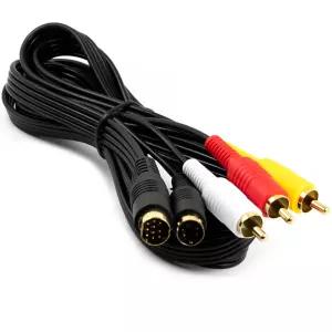 Jujingglobal 6FT S-Video AV 케이블 골드 도금 플러그 오디오 비디오 SAV RCA 코드 세가 새턴 SS (10핀
