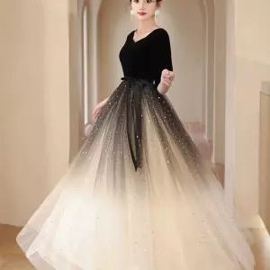 연주회드레스 2부드레스 스팽글 그라데이션 블랙 이브닝