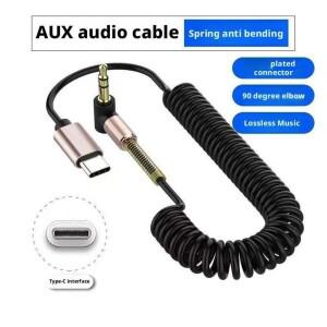 TypeC ~ 3.5mm 오디오 케이블 자동차 스프링 개폐식 AUX 케이블/어댑터 Usb 연장