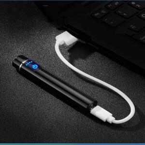 라온식 전자 원통형 휴대용 USB 충전 고전력 텅스텐 코일 방풍 금속 라이터 스마트 지문 점화 선물