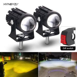 2PCS 바이크 오토바이 미니 소형 호환 드라이빙 라이트 듀얼 컬러 보조 스포트라이트 램프 R ATV 스쿠터 모