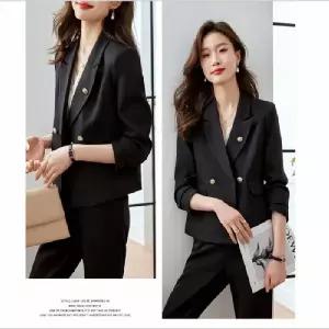 여성자켓 마이 44-66사이즈 더블카라 뒷단추 숏자켓 오피스룩 정장 사무실 출퇴근 하객룩
