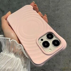 물결 무늬 액체 실리콘 마그세이프 무선 충전 마그네틱 케이스 아이폰 16 15 17 13 11 14 프로 맥스 소프트 충격 방지 케이스