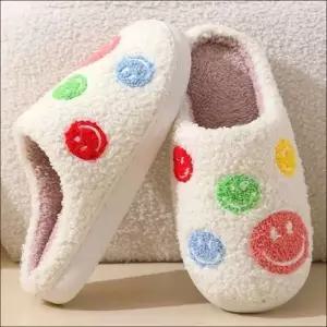 스마일 여자 보온 실내화 겨울 슬리퍼 거실화 털안감