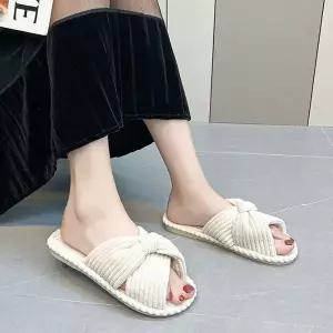 [하프클럽/]파스텔 소프트 컬러 리본 꼬임 층간소음방지 슬리퍼