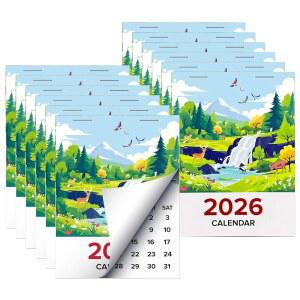 12피스 미니 스티커 달력 필 작은 디자인 자동차 자연 자동 풍경 트럭 사무실 명함 접착 앤 월간 캘린더 2026 냉장고 노트북 벽 스틱 가정용