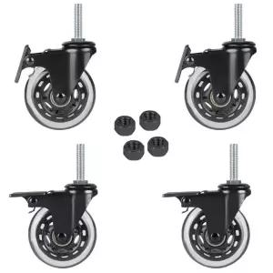잠금 브레이크가 있는 히레이트 3인치 캐스터 휠 작업대 카트 가구 돌리 트롤리 헥스 너트 4개 세트용 헤비