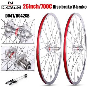 Novatec 700C 도로 자전거 바퀴 D041/D042SB 가벼운 허브 26 인치 MTB 세트 알루미늄 스틸 4 베어링 7/11S