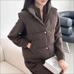 4컬러 포근한 겨울 여자 레이어드 아우터 패딩조끼 웰론