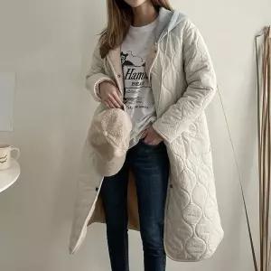 피스타 리버서블 뽀글이 퀼팅 롱코트_W4431