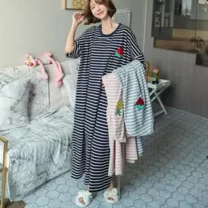 [라일리여성의류] Rly 오버사이즈 잔스트라이프그래픽 베이직 러블리 슬립