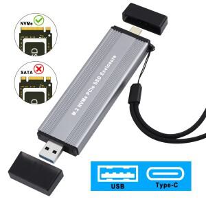 M.2 NVMe SSD 인클로저 어댑터 M 키 2230/2242/2260/2280M2 알루미늄 외부 USB A 리더용 C 3.2 Gen 2 10Gbp