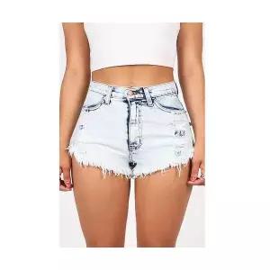 여자 청반바지 워싱 원템4 헤짐 데님 핫팬츠 찢청