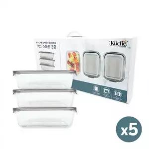 ( )뉴오븐글라스 스마트 3종세트직사각 1050mlx3p-5개 오븐용기 밀폐용기 반찬그릇 반찬통 선물세트