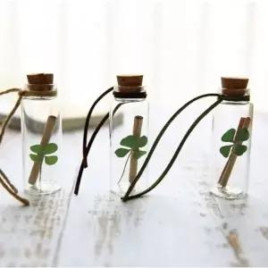 생화 네잎클로버 미니 유리병 편지 시험 합격 부적 선물 LUCKY 행운 클로버 네잎클로바 응원 수능 굿즈