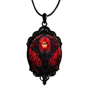 남성 여성용 고딕 목걸이, 레이븐 크로스 유리 목걸이 배트 펜던트 빈티지 로프 체인 까마귀 박쥐 초커 빅토리아 묘지 손님 할로윈 크리스마스 생일 주얼리
