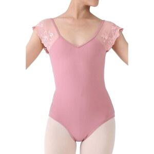 Dance Elite Kaia- 여성용 플로럴 슬리브 핑크 레오타드, 댄스 레이스