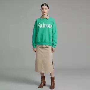 국산 라운드 양기모 레터링 맨투맨 티셔츠 MYC-WSH-21011-그린