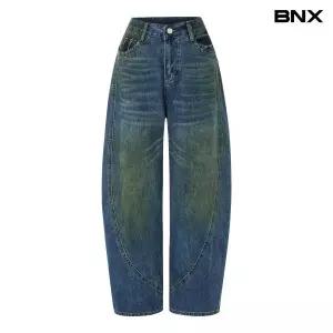 [롯데백화점]비엔엑스 데님 워싱 타원 스티치 와이드 팬츠 (BY1PT001L0)