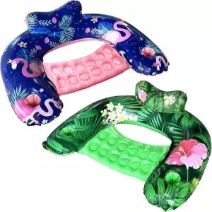 풍선 수영장 플로트 의자 - 컵 홀더와 등받이가 있는 플로팅 풀 시트 파티 장난감 플로티 비치 플로티를