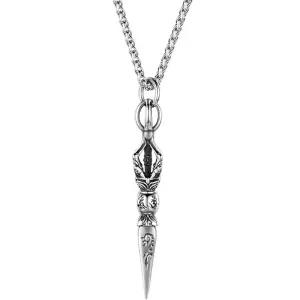 금강저목걸이 액운 실버 만트라 바즈라 부적 펜던트 목걸이 남성 수호신 불교 장신구 행운