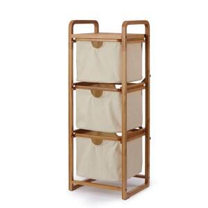 샤크팡 우드 빨래함 대나무 수납장 원목 수건함 빨래통 선반 3단